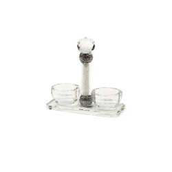 Crystal Salt and Pepper Holder with Crushed... | Salt & Pepper Shakers