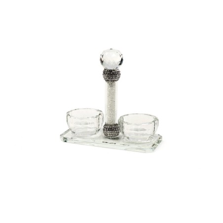 Crystal Salt and Pepper Holder with Crushed... | Salt & Pepper Shakers