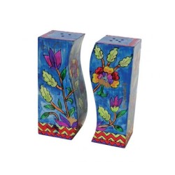 Yair Emanuel Hand Painted Wood Fitted Salt ... | Salt & Pepper Shakers