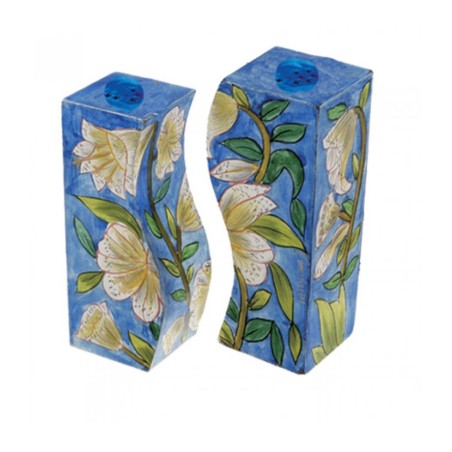 Yair Emanuel Hand Painted Wood Fitted Salt ... | Salt & Pepper Shakers