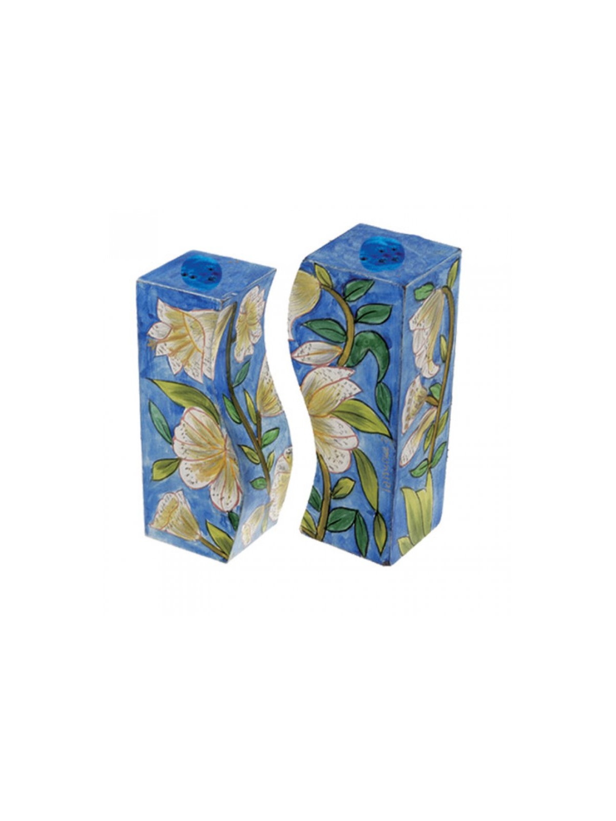 Yair Emanuel Hand Painted Wood Fitted Salt ... | Salt & Pepper Shakers