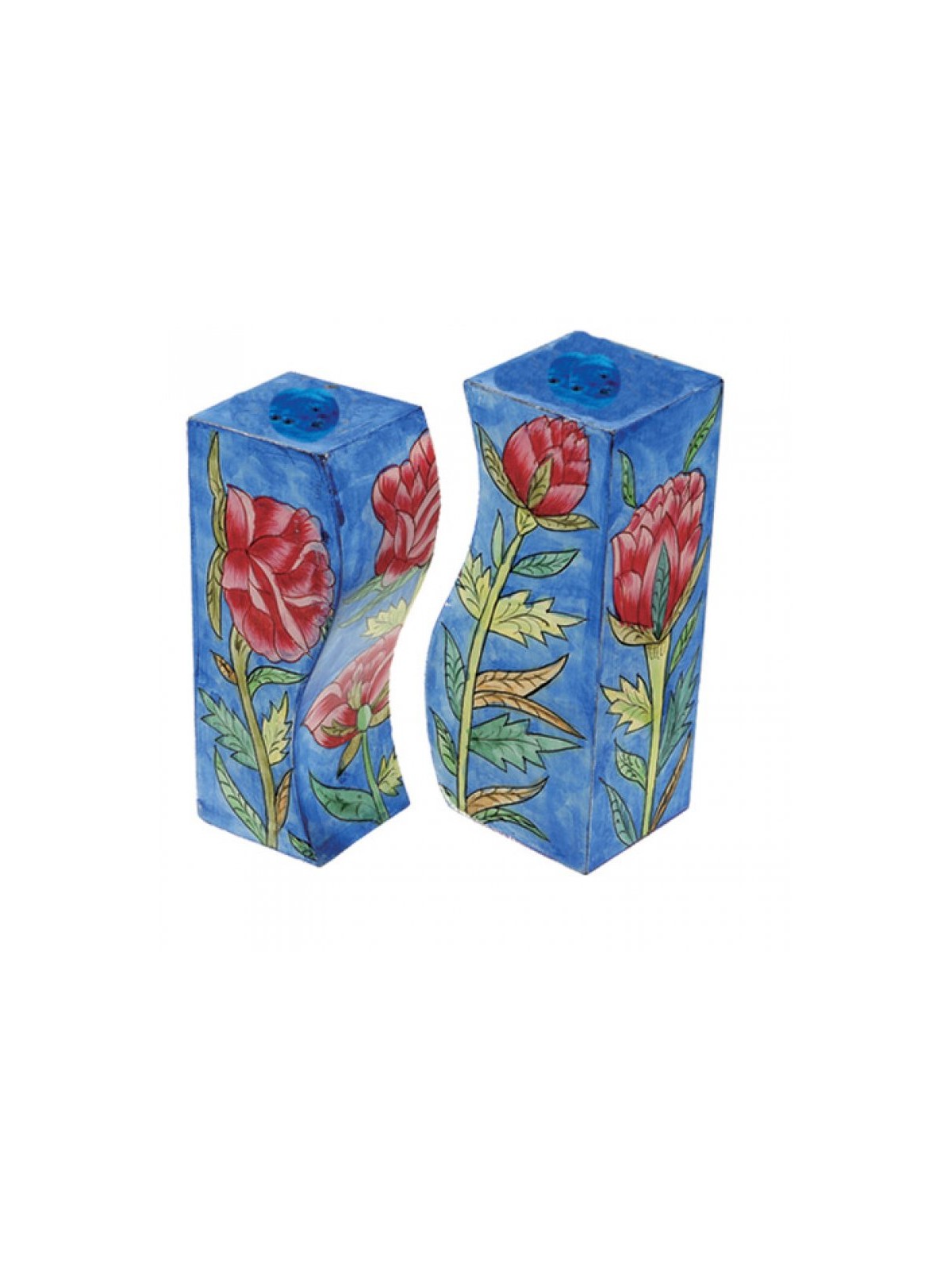 Yair Emanuel Hand Painted Wood Fitted Salt ... | Salt & Pepper Shakers