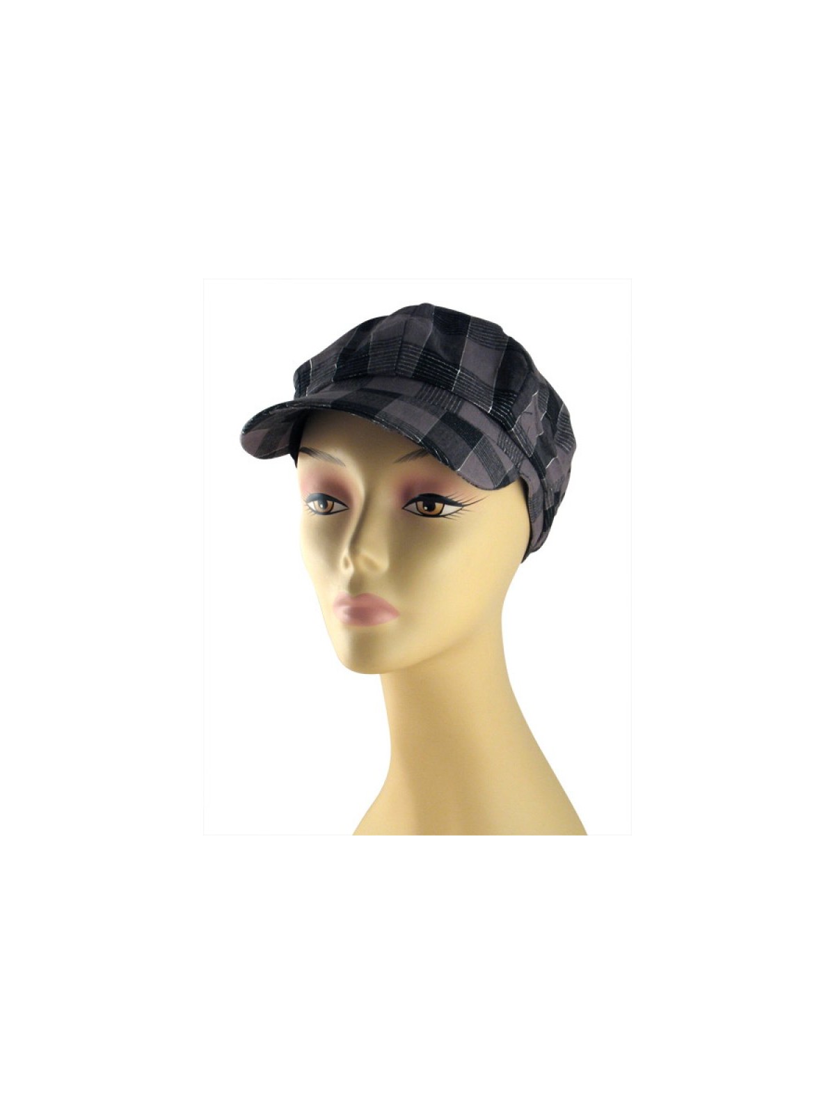 Womens Checked Cap with Metallic Threads | Jewish Women Hats and Caps