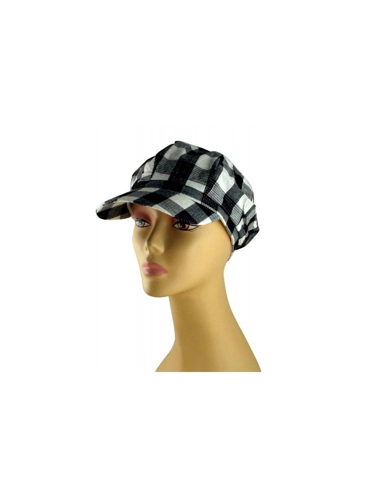 Womens Checked Cap with Metallic Threads | Jewish Women Hats and Caps