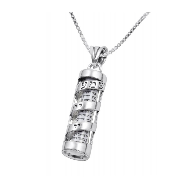 Sterling Silver Mezuzah Pendant Necklace ... | Jewish Gift from Israel