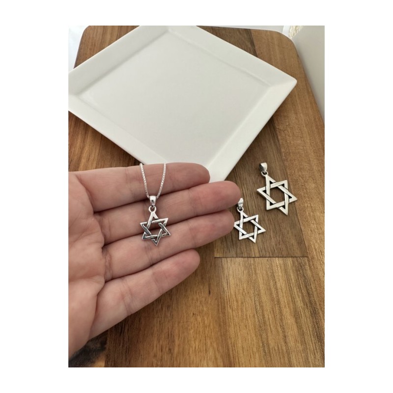925 Sterling Silver Interlocking Triangle... | Jewish Gift from Israel