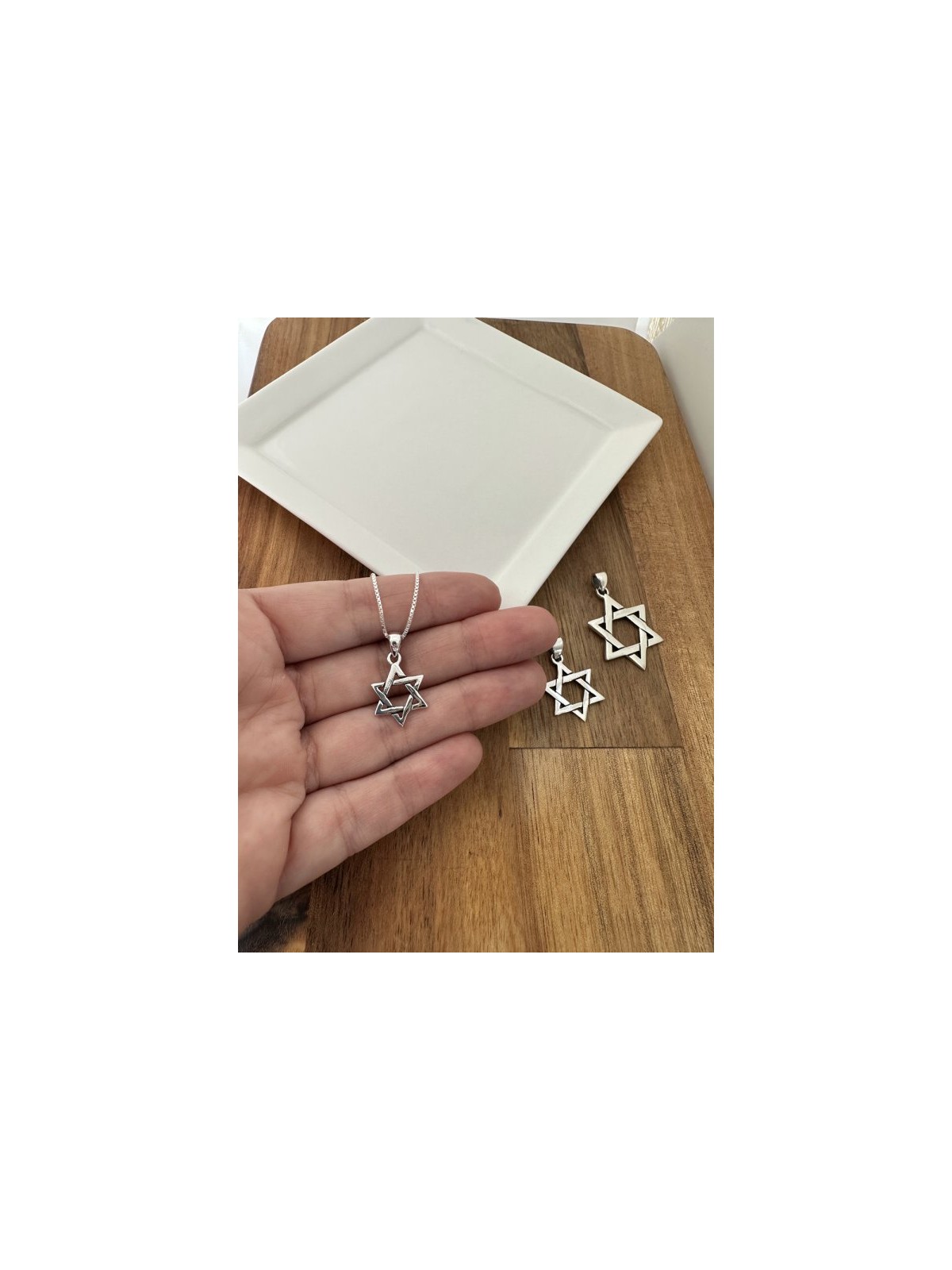 Triangle entrelacé en argent sterling 925... | Cadeau juif d'Israël