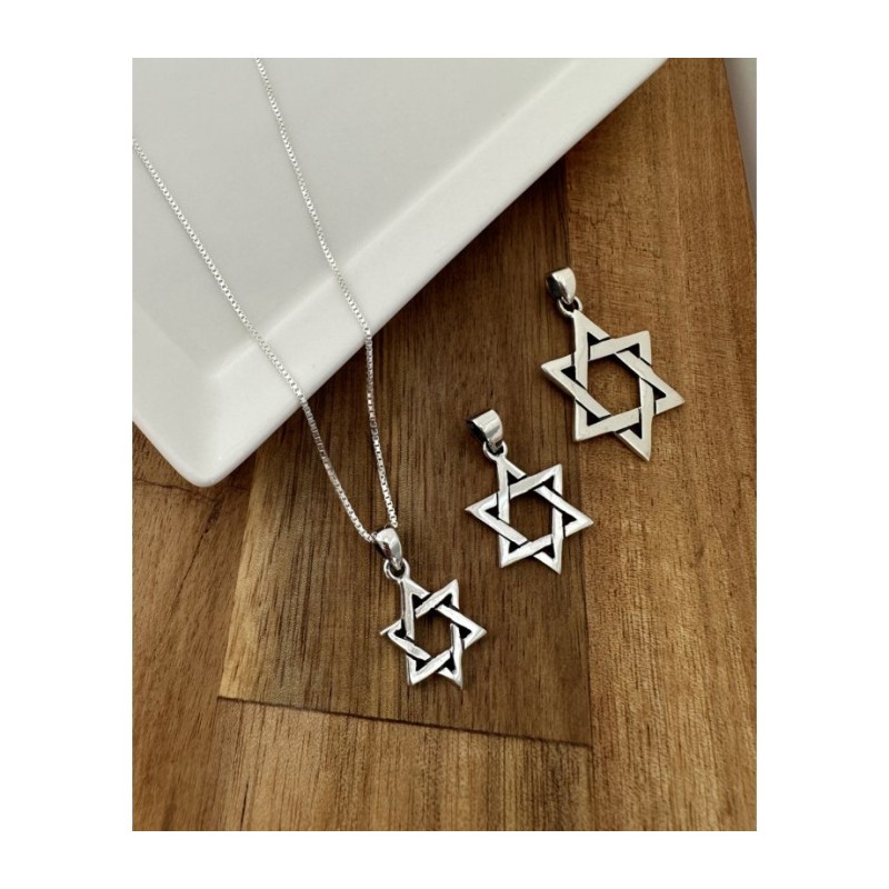 Triangle entrelacé en argent sterling 925... | Cadeau juif d'Israël