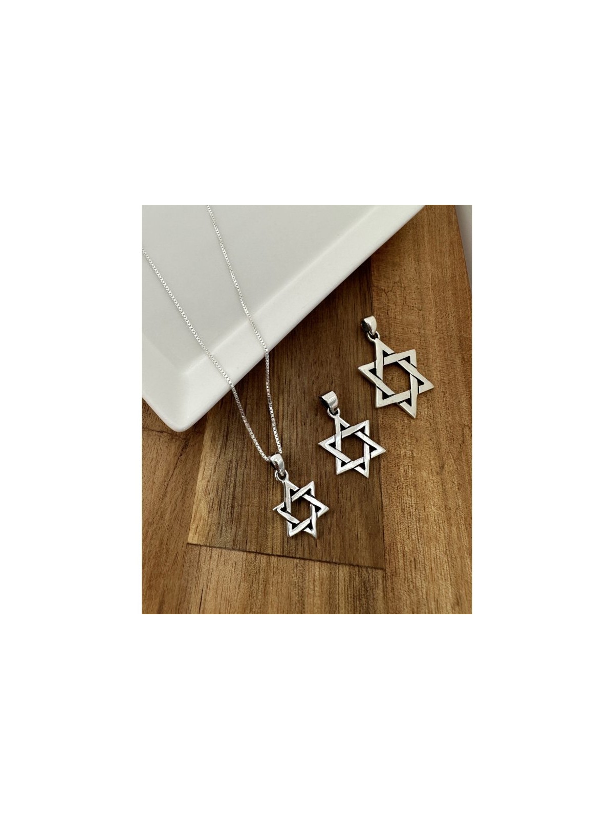 Triangle entrelacé en argent sterling 925... | Cadeau juif d'Israël
