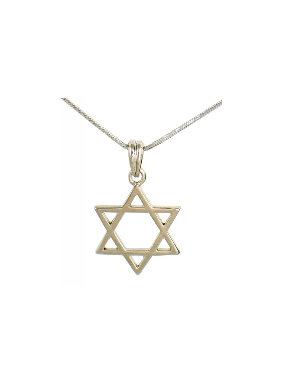 Classic Rhodium Silver Necklace with Magen David pendant | Top Sellers