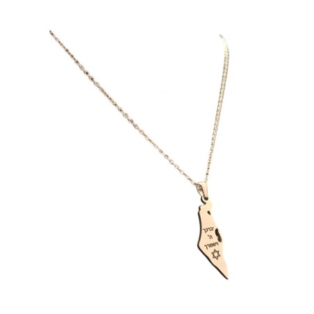 Silver Stainless Steel Pendant Necklace Map of Israe... | IDF Dog-Tags