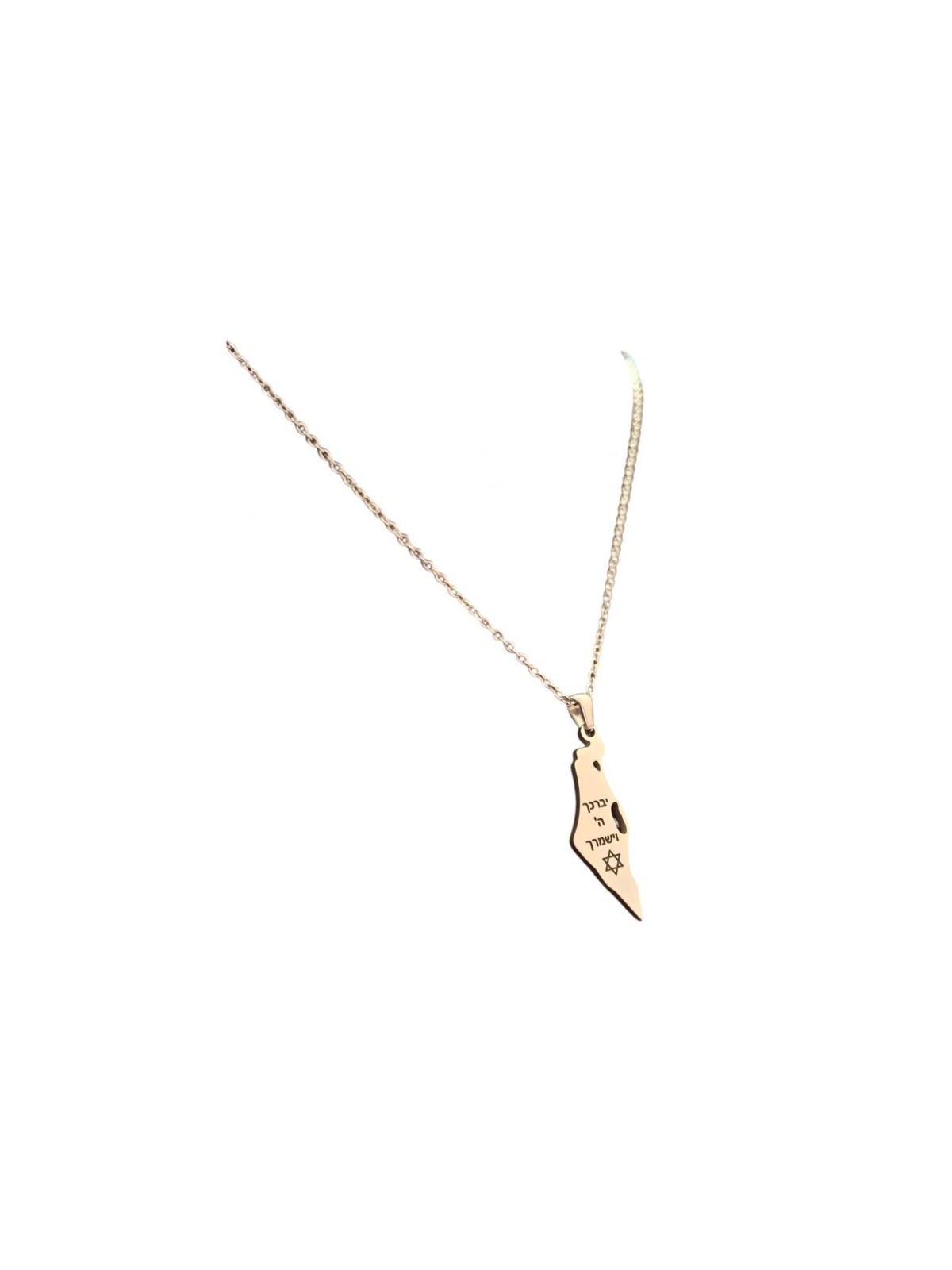 Silver Stainless Steel Pendant Necklace Map of Israe... | IDF Dog-Tags