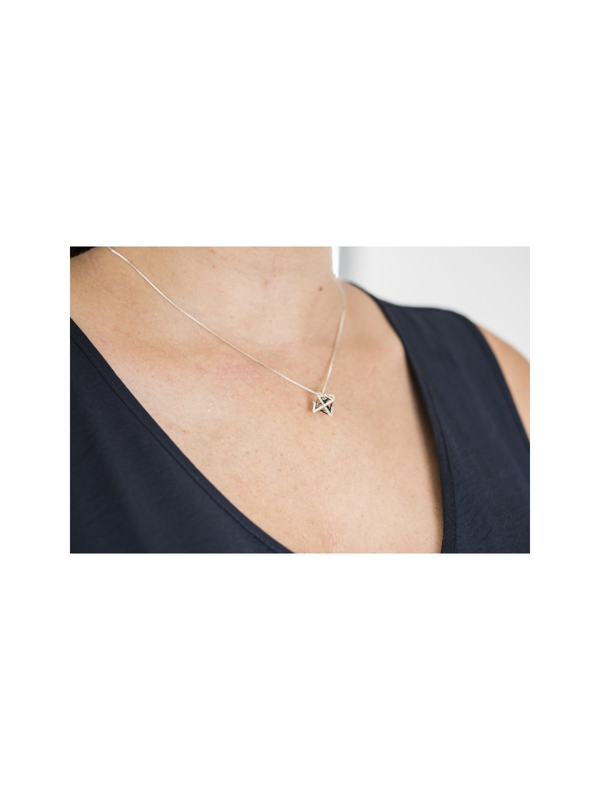 Merkaba Charm Necklace 3D Sacred Geometry... | Jewish Gift from Israel