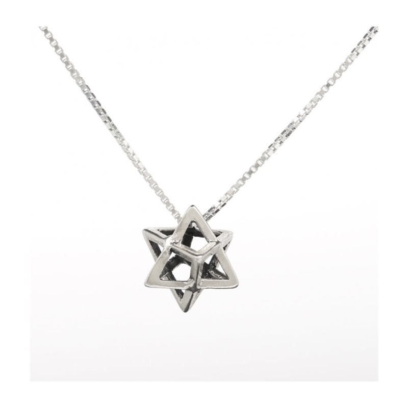 Merkaba Charm Necklace 3D Sacred Geometry... | Jewish Gift from Israel