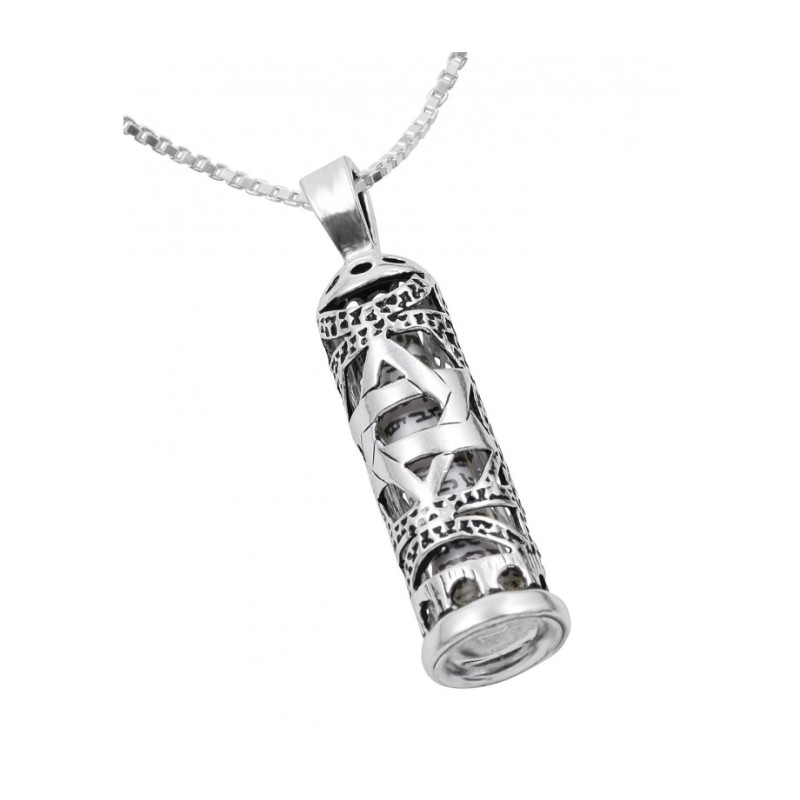 Collier pendentif mezouza en argent sterling... | Cadeau juif d'Israël