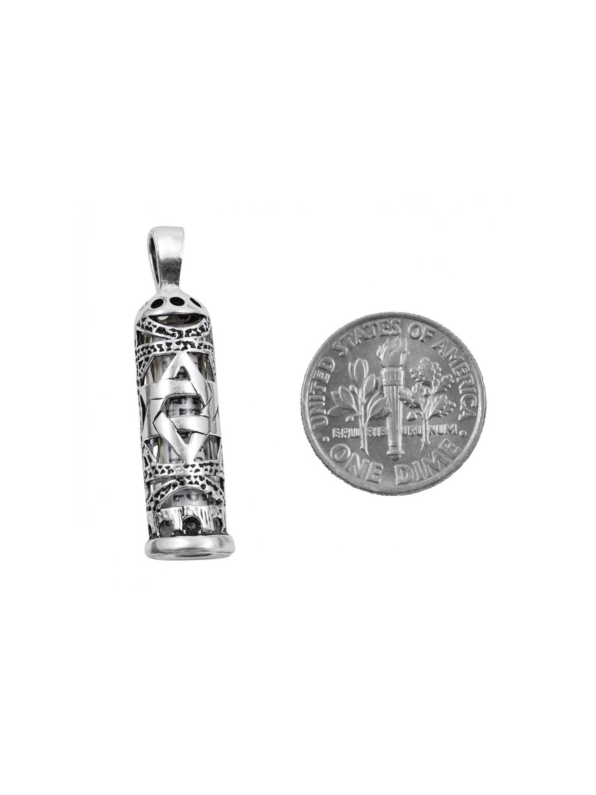 Collier pendentif mezouza en argent sterling... | Cadeau juif d'Israël