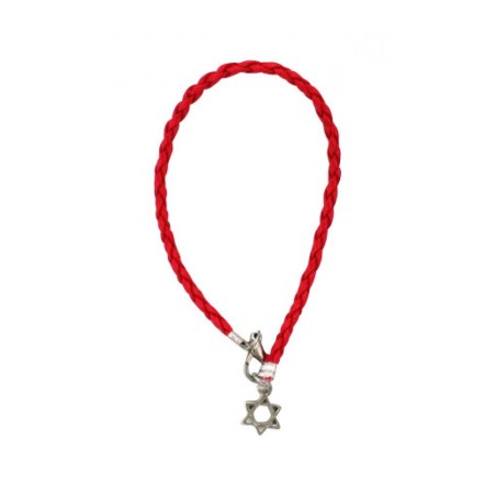 Bracelet Kabbale Cordon Tressé Rouge Argent... | Cadeau juif d'Israël