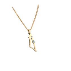 Gold Stainless Steel Pendant Necklace Outline Map of... | IDF Dog-Tags