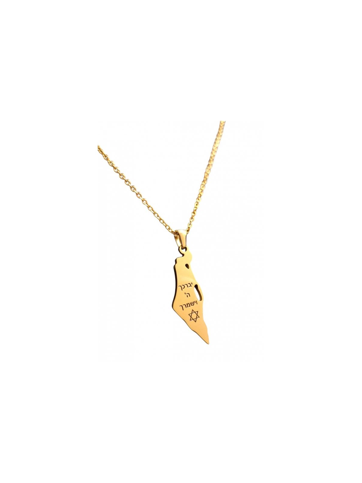 Collier pendentif en acier inoxydable doré Kohen Blessing... | Plaques d'identité de la FDI