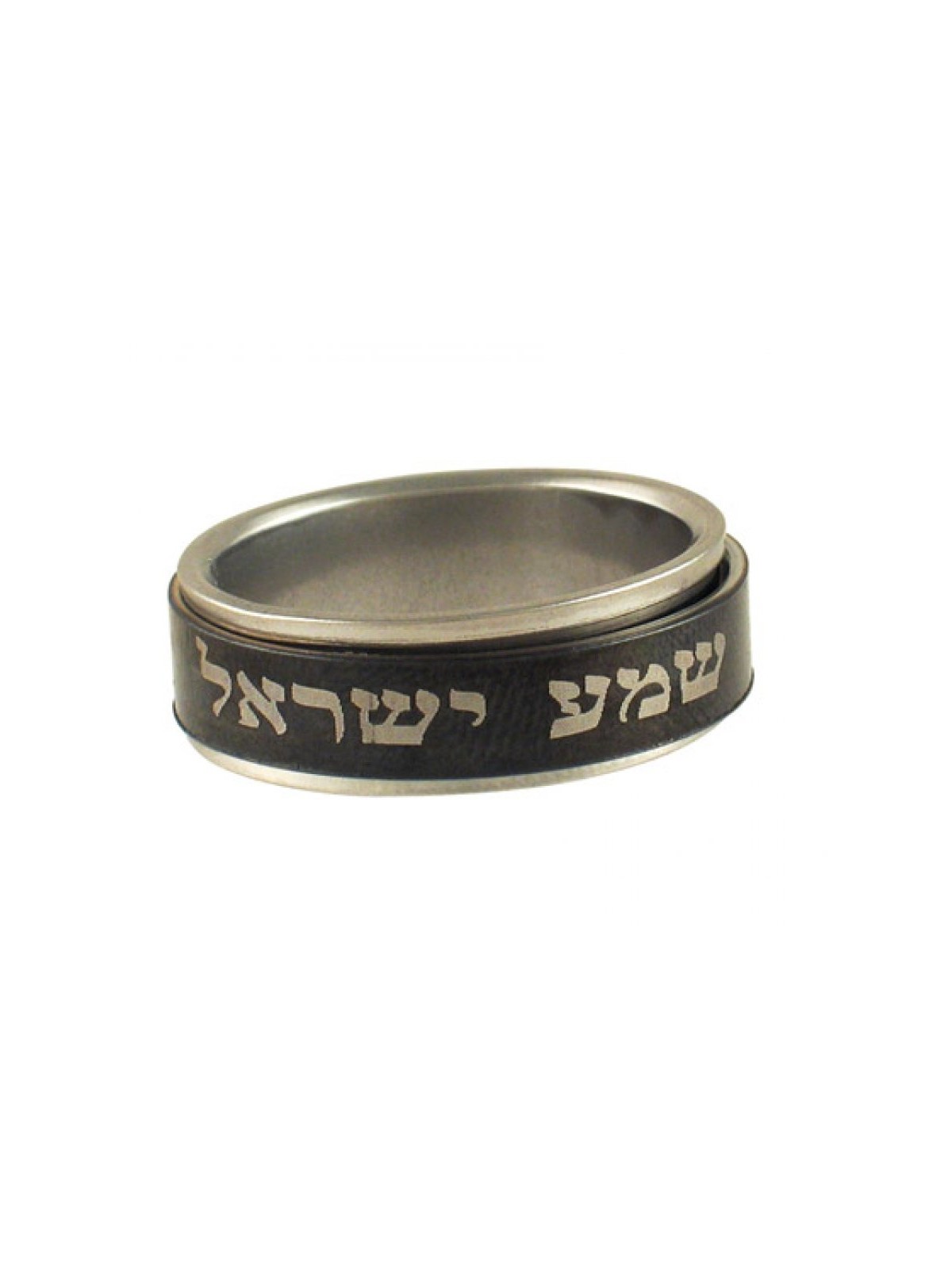 Stainless steel Black Revolving Shema Yisrael Ring | Jewish Rings