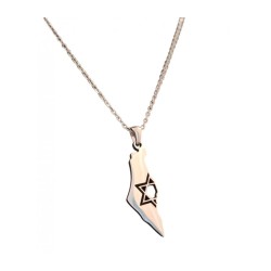 Silver Stainless Steel Pendant Necklace Map of Israe... | IDF Dog-Tags