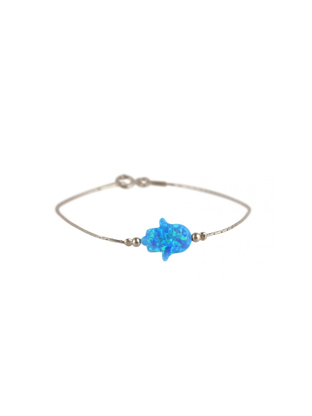 Bracelet en argent Hamsa opale bleu clair | Bijoux de mode israéliens