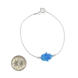 Light Blue Opal Hamsa Silver Bracelet | Israeli Fashion Jewelry
