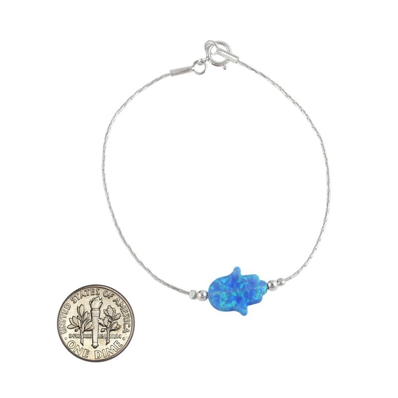 Bracelet en argent Hamsa opale bleu clair | Bijoux de mode israéliens