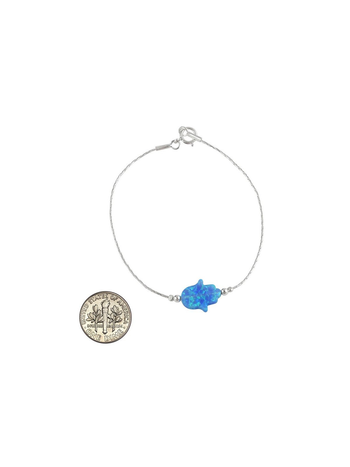 Bracelet en argent Hamsa opale bleu clair | Bijoux de mode israéliens