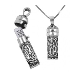 Sterling Silver Necklace with Mezuzah and... | Jewish Gift from Israel