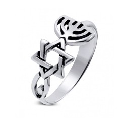 Bague greffée en argent sterling Juif religieux spirituel... | Anneaux juifs