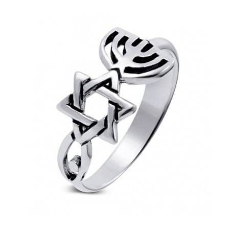Bague greffée en argent sterling Juif religieux spirituel... | Anneaux juifs