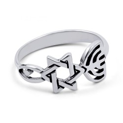 Sterling Silver Grafted Ring Spiritual Religious Jew... | Jewish Rings