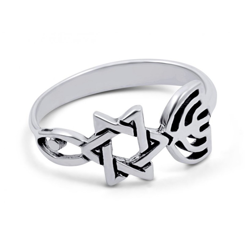 Sterling Silver Grafted Ring Spiritual Religious Jew... | Jewish Rings