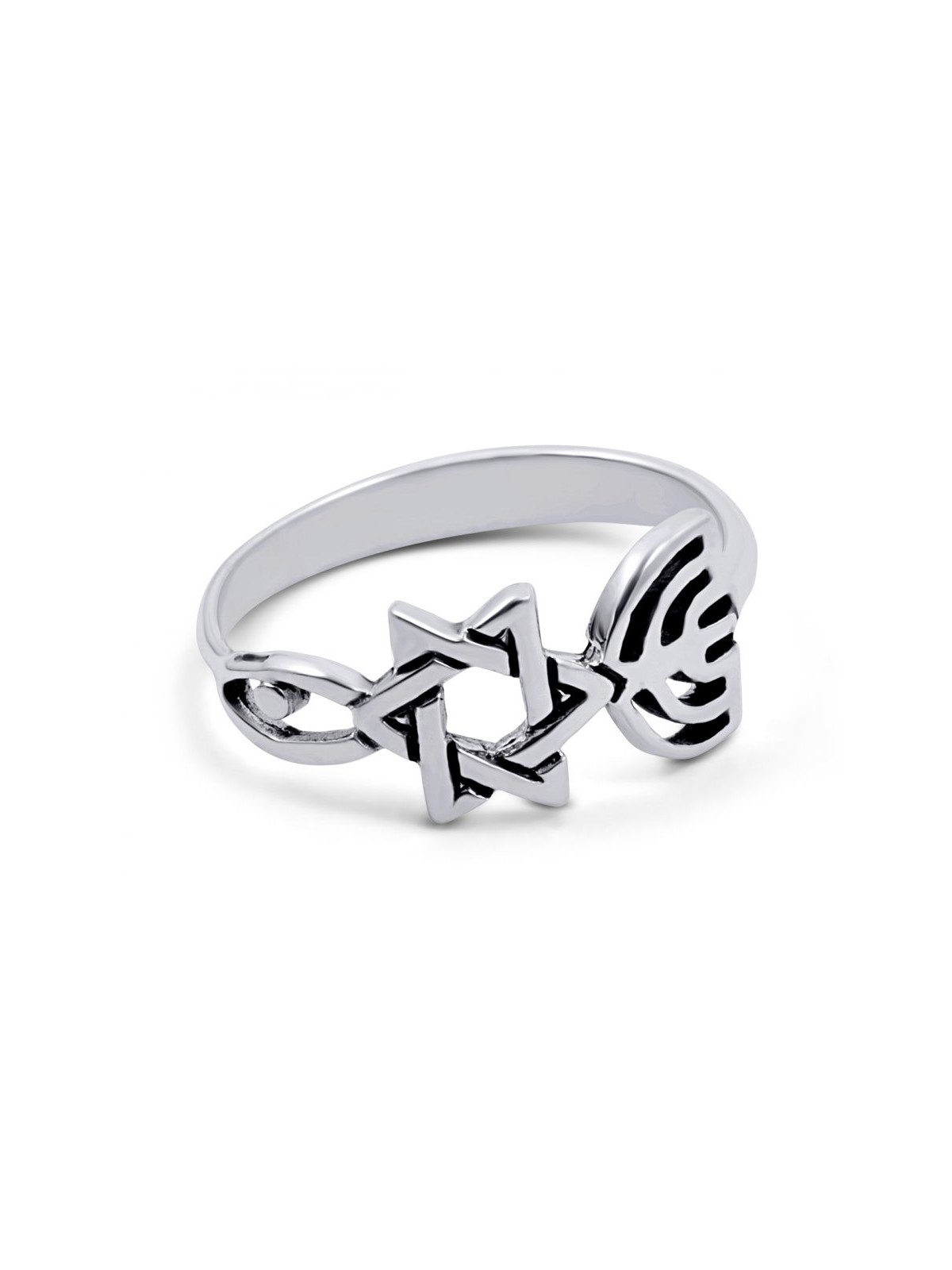 Bague greffée en argent sterling Juif religieux spirituel... | Anneaux juifs