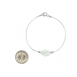 White Opal Hamsa Silver Bracelet | Bracelet Charms