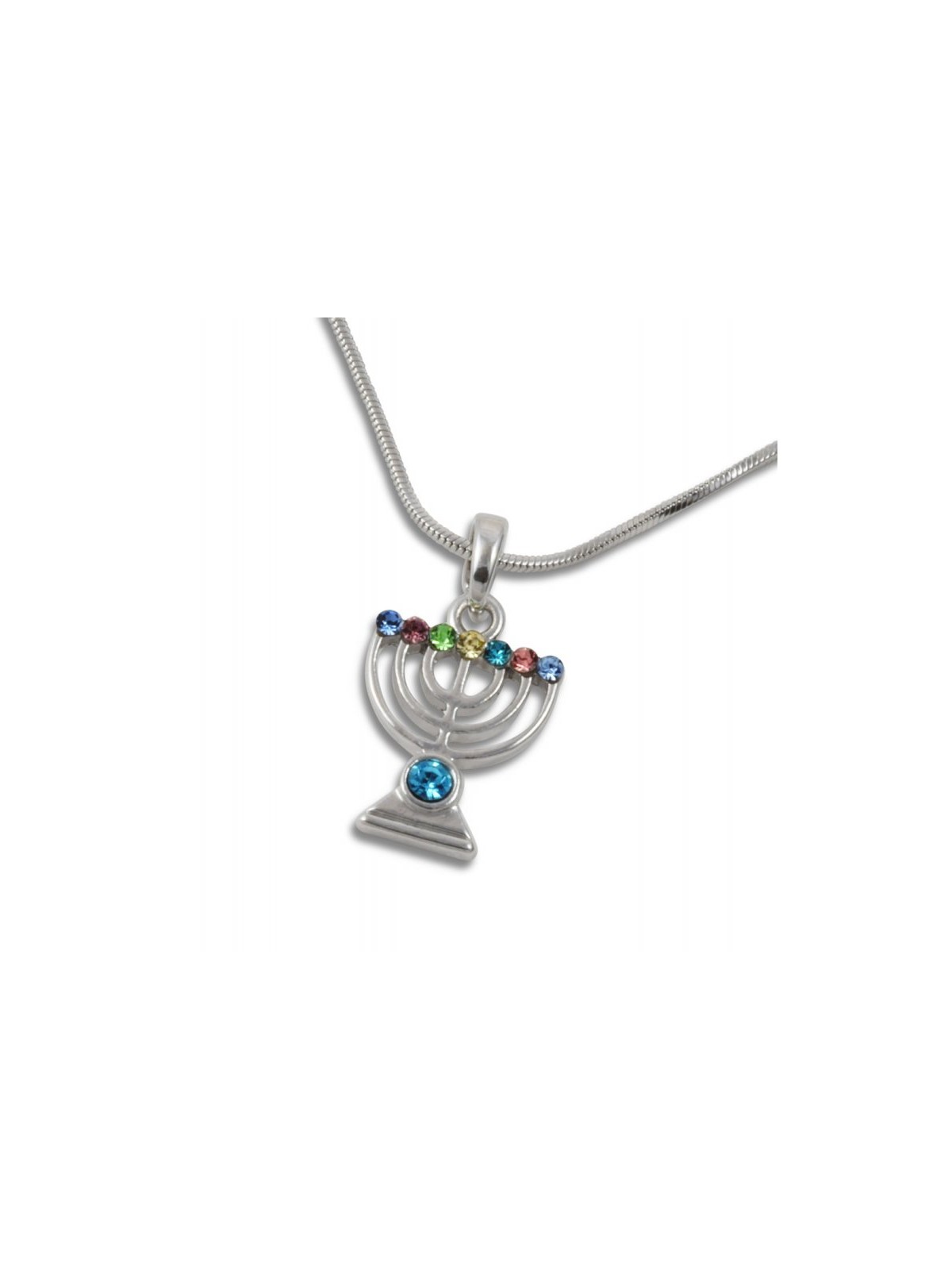 Collier Pendentif Plaqué Rhodium Menorah 7 Branches... | Pendentifs Menorah