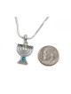 Rhodium Plated Pendant Necklace 7 Branch Menorah... | Menorah Pendants