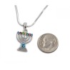Rhodium Plated Pendant Necklace 7 Branch Menorah... | Menorah Pendants