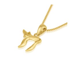 14k Solid Gold Pendant Necklace with Two... | 14k Gold Judaica Jewelry