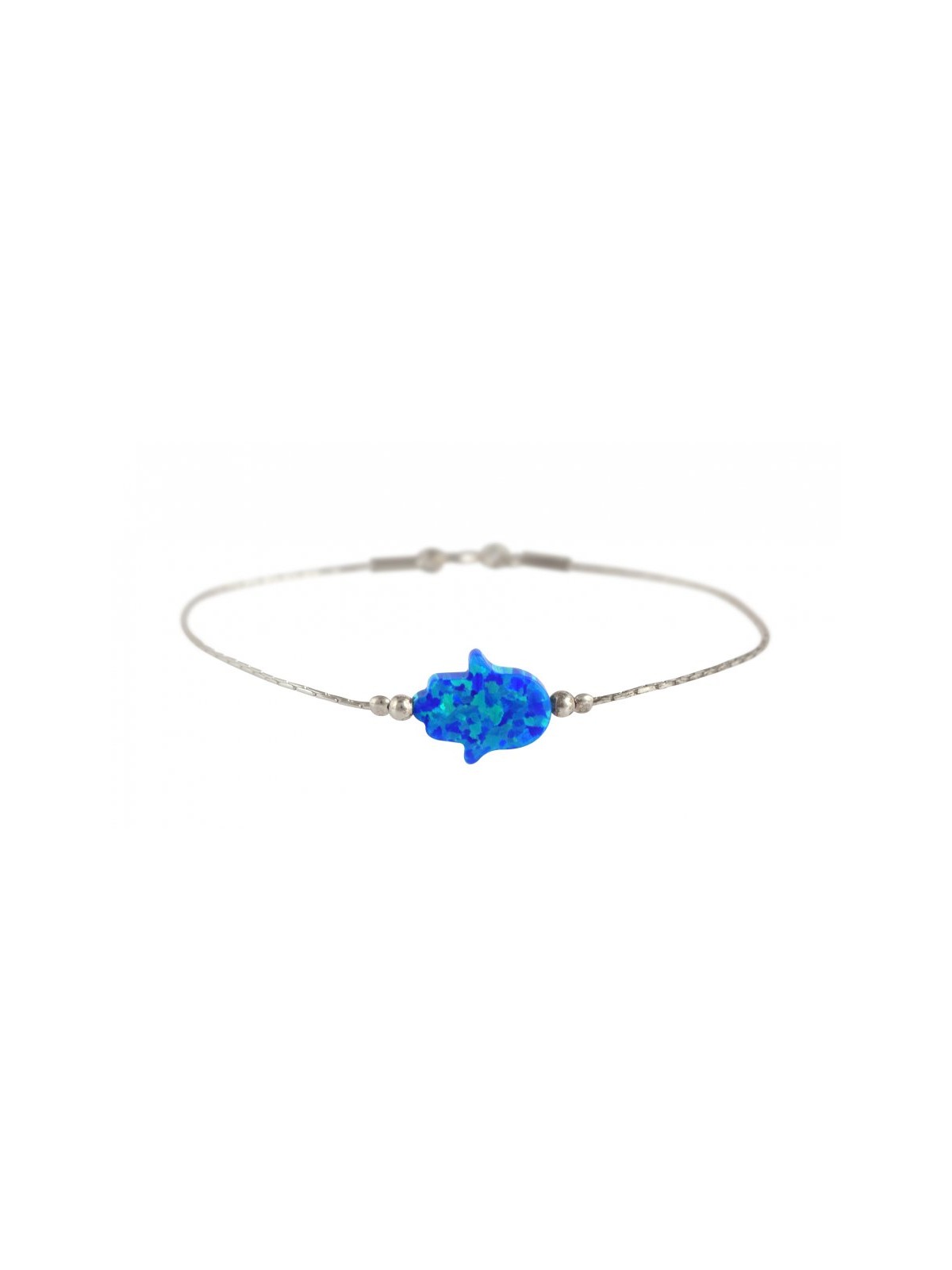 Blue Opal Hamsa Silver Bracelet | Bracelet Charms