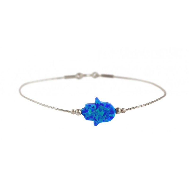 Blue Opal Hamsa Silver Bracelet | Bracelet Charms