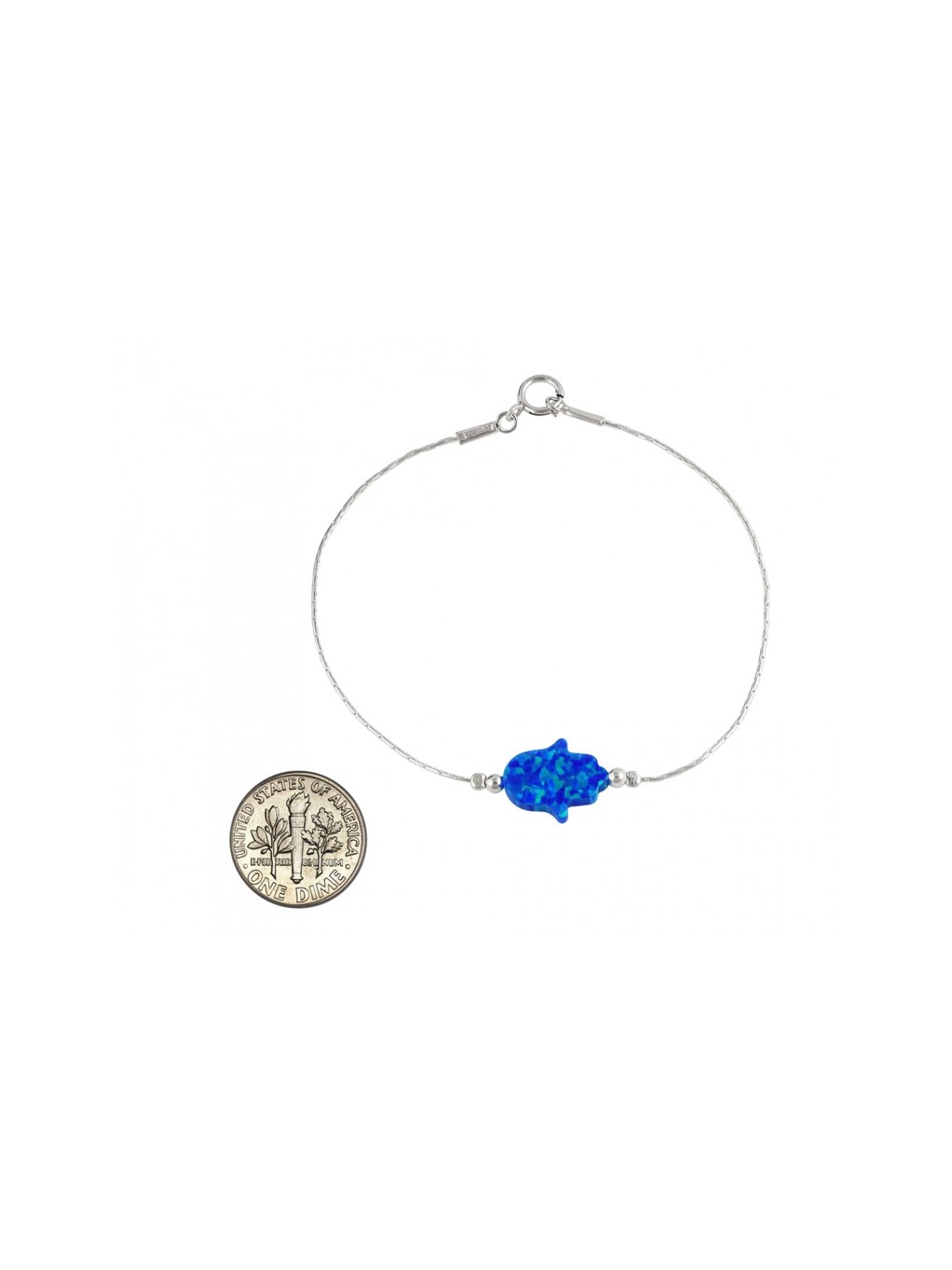 Blue Opal Hamsa Silver Bracelet | Bracelet Charms