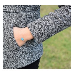 Blue Opal Hamsa Silver Bracelet | Bracelet Charms