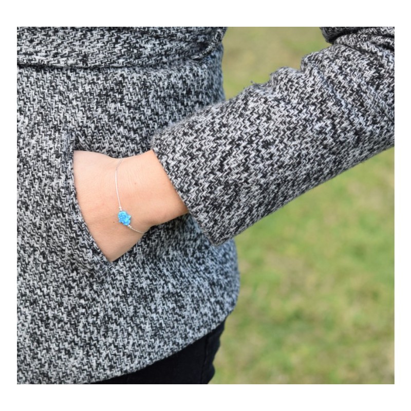 Blue Opal Hamsa Silver Bracelet | Bracelet Charms