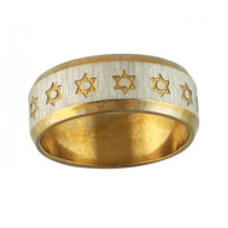 Stainless Steel Ring Gold with Star of David | Jewish Rings