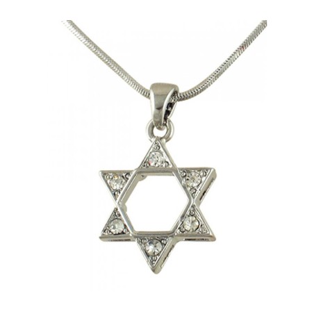 Rhodium Star of David Pendant Necklace Co... | Jewish Gift from Israel