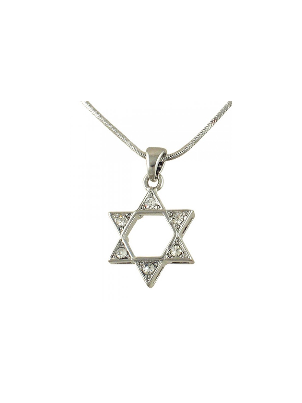 Rhodium Star of David Pendant Necklace Co... | Jewish Gift from Israel