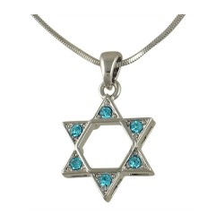 Rhodium Star of David Pendant Necklace Co... | Jewish Gift from Israel