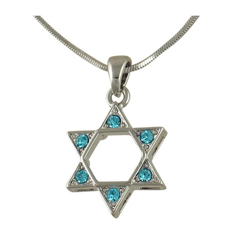 Rhodium Star of David Pendant Necklace Co... | Jewish Gift from Israel